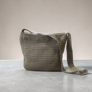 The Sak Crochet Knit Shoulder Hobo Bag Tan